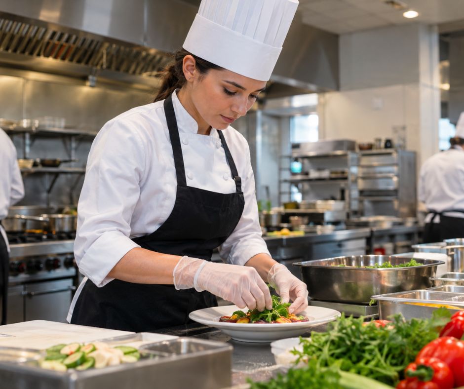 Manipulación segura de alimentos en cocina profesional
